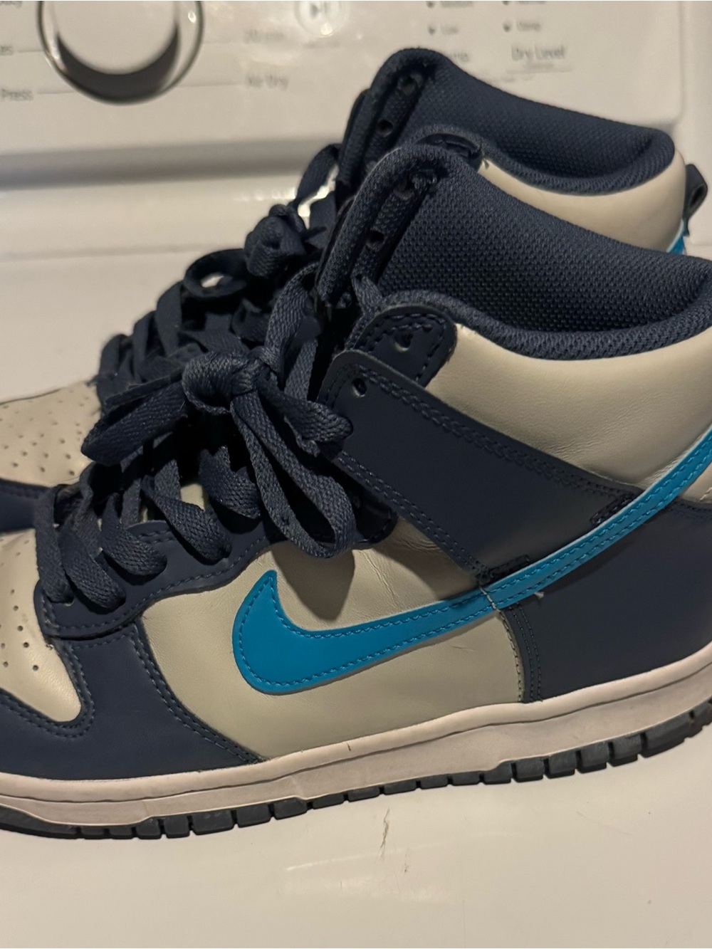 Nike Women’s Mid-Top Sneakers in Navy, Light Gray, and Bright Blue